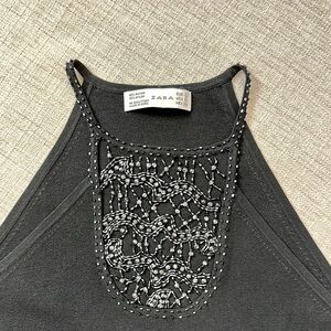 Zara Black Embellished Women's Top